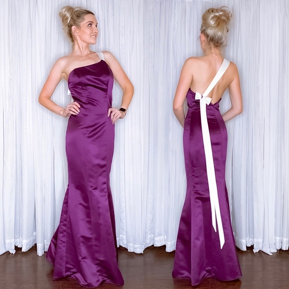 Prom Dresses & Skirts - Purple White Bow Prom Pageant Bridesmaid Dress